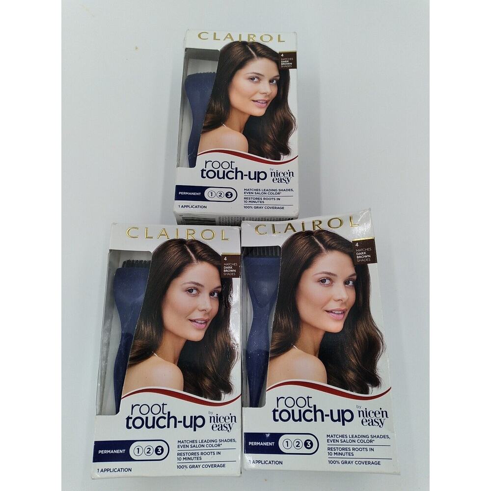 (3) Pack Clairol Nice N Easy Root Touch-Up Kit Hair Color 4 Dark Brown Shades